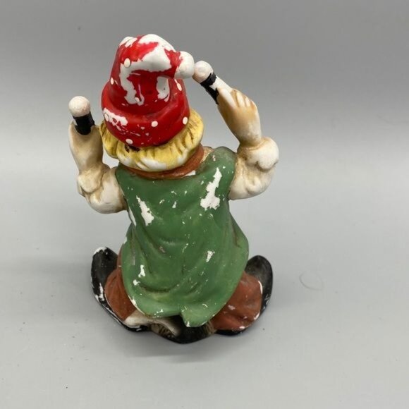 Vintage collectible clown and drum figurine glass hat 5.5" tall hat READ - Picture 2 of 3